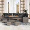 vidaXL Gartensofa-set mit Kissen 10 pcs Grau Poly-Rattan