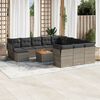 vidaXL 13-tlg. Garten-Sofagarnitur mit Kissen Grau Poly Rattan