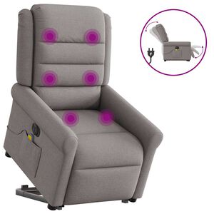 vidaXL Elektrischer Massagesessel mit Aufstehhilfe Taupe Stoff