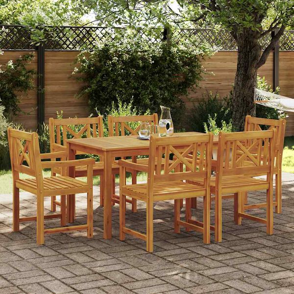 vidaXL Garten Essgruppe 7 pcs Braun Massivholz Akazie