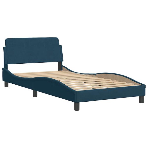 vidaXL Bett mit Matratze "Dover" Blau 100x200 cm Samt