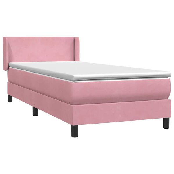 vidaXL Boxspringbett mit Matratze Rosa 80x220 cm Samt