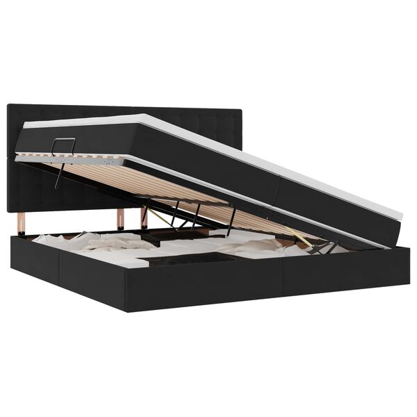 vidaXL Aufbewahrungsbett mit Matratze Schwarz 200 x 200 cm Samt