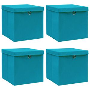 vidaXL Aufbewahrungsboxen mit Deckeln 4 Stk. Babyblau 32x32x32cm Stoff