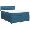 vidaXL Boxspringbett mit Matratze Blau 160x200 cm Samt
