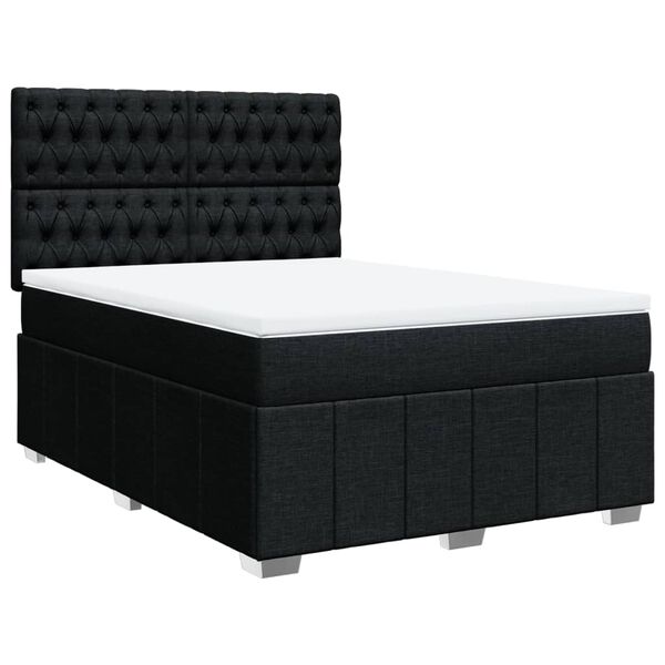 vidaXL Boxspringbett mit Matratze Schwarz 140x190 cm Stoff