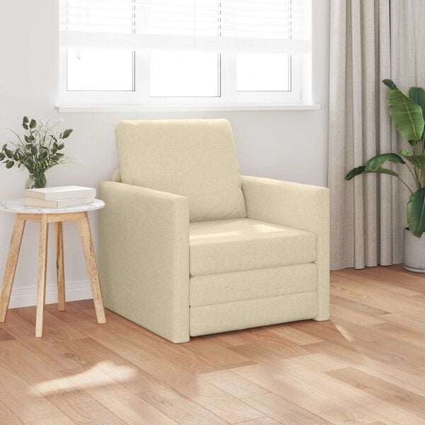 vidaXL Schlafsofa 60cm Creme Stoff