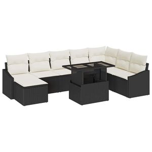 vidaXL Sofa Set 9 stk. Schwarz und Creme Poly-Rattan