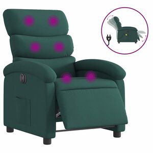 vidaXL Massagesessel Elektrisch Dunkelgr&uuml;n Stoff