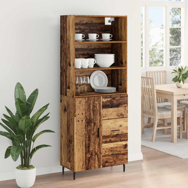 vidaXL Highboard mit Schubladen 2 pcs Altholz Holzwerkstoff