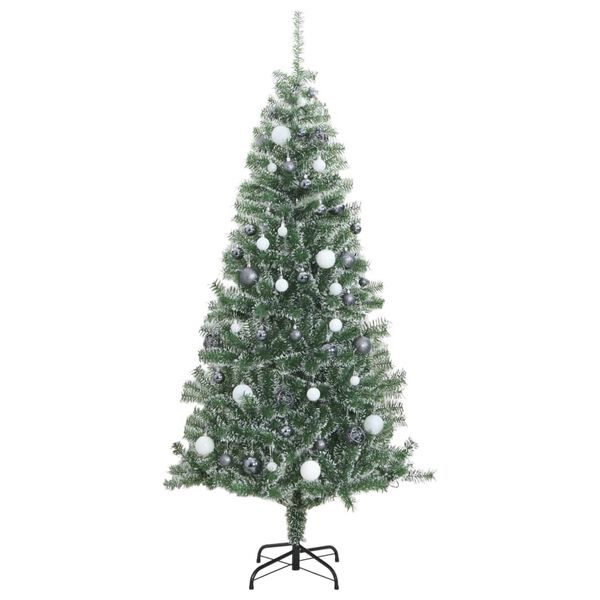vidaXL K&uuml;nstlicher Weihnachtsbaum 300 LEDs & Kugeln Beschneit 210 cm