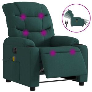 vidaXL Massagesessel Elektrisch Dunkelgr&uuml;n Stoff