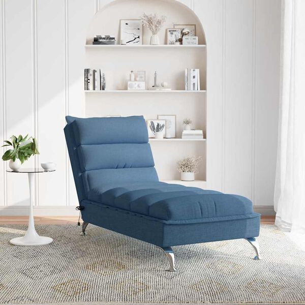 vidaXL Massage-Chaiselongue mit Kissen Blau Stoff