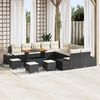vidaXL Garten-Sofa-Set mit Kissen 14 pcs Schwarz Poly Rattan
