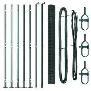 vidaXL Zaunpfosten Gr&uuml;n 10 x 1,4 m (25 x 25 mm Netz) Stahl und PVC