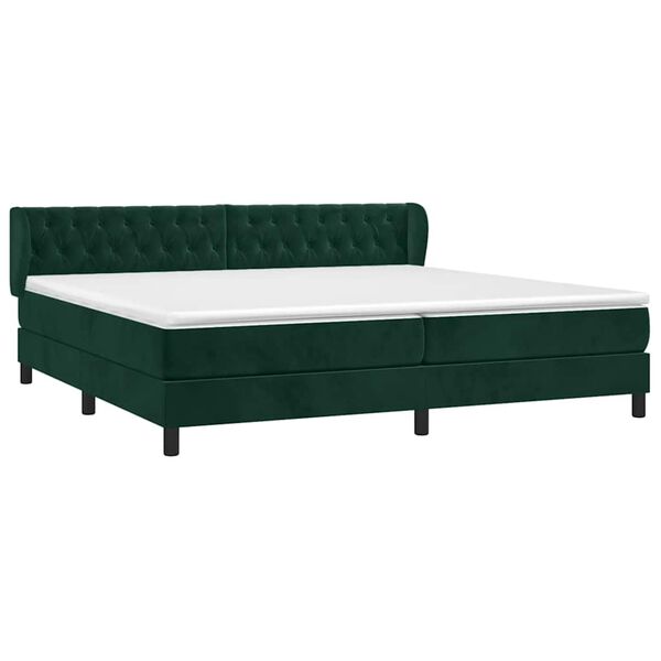 vidaXL Boxspringbett mit Matratze Dunkelgr&uuml;n 200x200 cm Samt