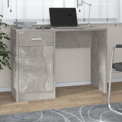 vidaXL Schreibtisch mit Stauraum Betongrau 100x40x73 cm Holzwerkstoff
