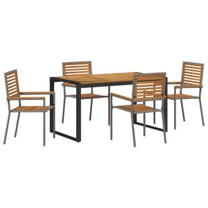vidaXL Garten Essgruppe 5 pcs Grau und Braun Poly-Rattan