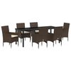 vidaXL Garten Essgruppe mit Kissen 7 pcs Braun Poly-Rattan