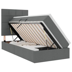 vidaXL Aufbewahrungsbett mit Matratze Dunkelgrau 90 x 190 cm Stoff