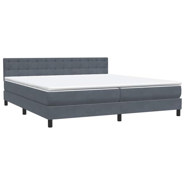 vidaXL Boxspringbett mit Matratze Dunkelgrau 200x210 cm Samt