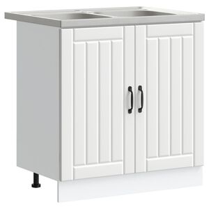 vidaXL Waschbecken-Unterschrank mit T&uuml;r Lucca 2 pcs Wei&szlig; Holzwerkstoff