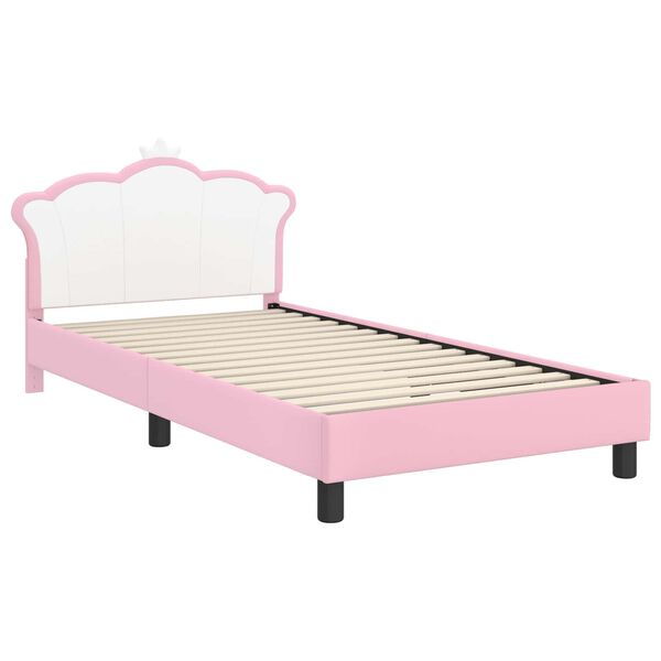 vidaXL Kinderbettgestell mit Kopfteil mit Kopfteil Rosa 90 x 200 cm PU