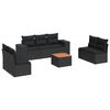 vidaXL 8-tlg. Garten-Sofagarnitur mit Kissen Schwarz Poly Rattan