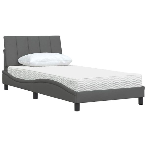 vidaXL Bett mit Matratze "Hanko" Dunkelgrau 100x200 cm Stoff