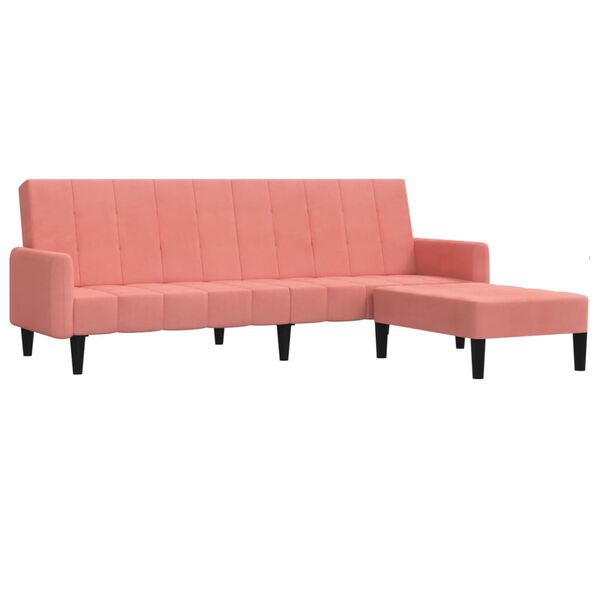 vidaXL Schlafsofa 2-Sitzer mit Hocker Rosa Samt