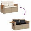 vidaXL 5-tlg. Garten-Sofagarnitur mit Kissen Beige Poly Rattan Akazie