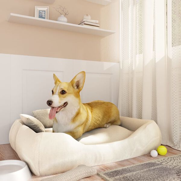 vidaXL Hundebett mit Kissen Beige 75x58x18 cm Oxford-Gewebe