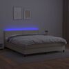 vidaXL Boxspringbett mit Matratze & LED Creme 160x200 cm Kunstleder
