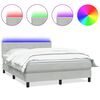 vidaXL Boxspringbett mit Matratze & LED Hellgrau 140x210 cm Samt