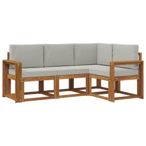 vidaXL Outdoor-Sofagarnitur mit Kissen 4 pcs Nat&uuml;rlich und Hellgrau