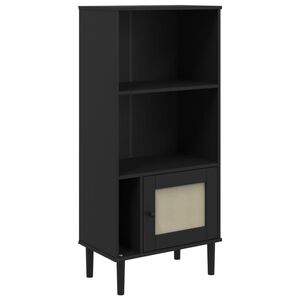 vidaXL B&uuml;cherschrank SENJA Rattan-Look Schwarz 60x35x130cm Kiefernholz