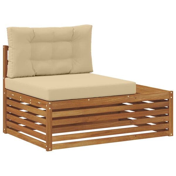 vidaXL Outdoor-Sofagarnitur mit Kissen 3 St&uuml;ck Natur und Beige