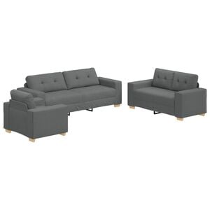 vidaXL Sofa 3 stk. Dunkelgrau Leinenmischgewebe