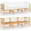 vidaXL 3-Sitzer-Gartensofa mit Creme Kissen Massivholz Teak