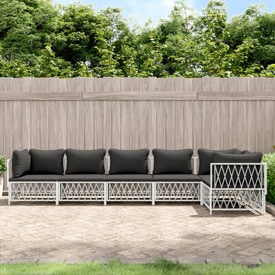vidaXL 6-tlg. Garten-Lounge-Set mit Kissen Weiß Stahl