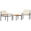 vidaXL Gartenm&ouml;bel-Set 3 stk. 2-Sitzer Cremewei&szlig; Poly-Rattan
