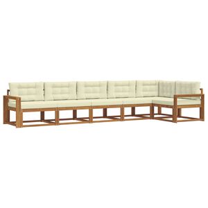 vidaXL Outdoor-Sofagarnitur mit Kissen 6 pcs Natur und Creme