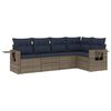 vidaXL 5-teiliges Gartensofa-Set mit Kissen, grau, Polyrattan