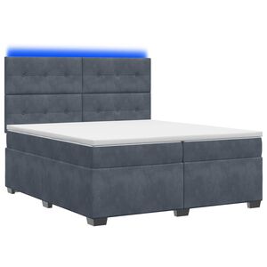vidaXL Boxspringbett mit Matratze Dunkelgrau 200 x 200 cm Samt