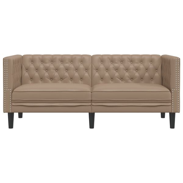 vidaXL Chesterfield-Sofa 2-Sitzer Cappuccino Kunstleder