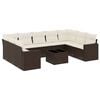 vidaXL 10-tlg. Garten-Sofagarnitur mit Kissen Braun Poly Rattan