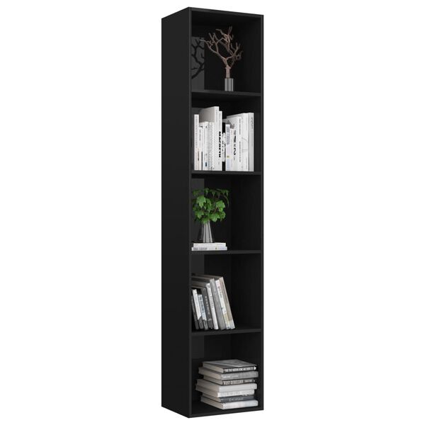 vidaXL B&uuml;cherregal Hochglanz-Schwarz 40x30x189 Holzwerkstoff