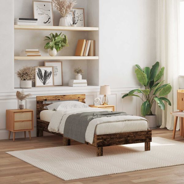 vidaXL Bettgestell Altholz 90 x 200 cm Holzwerkstoff