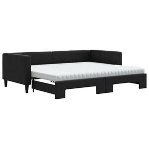vidaXL Tagesbett Ausziehbar mit Matratzen Schwarz 90x190 cm Stoff