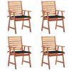 vidaXL Garten-Essst&uuml;hle 4 Stk. mit Kissen Massivholz Akazie